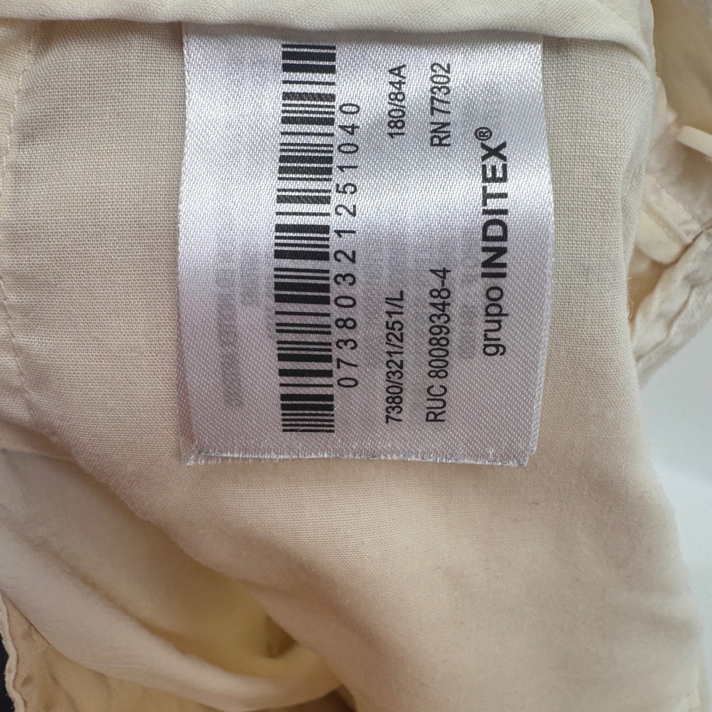 Zara Women Cream Nylon Wide Leg Cargo Pants Size L Streetwear Utility Gorpcore - Picture 10 of 12